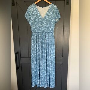 Blue Floral Women's Maxi Dress
